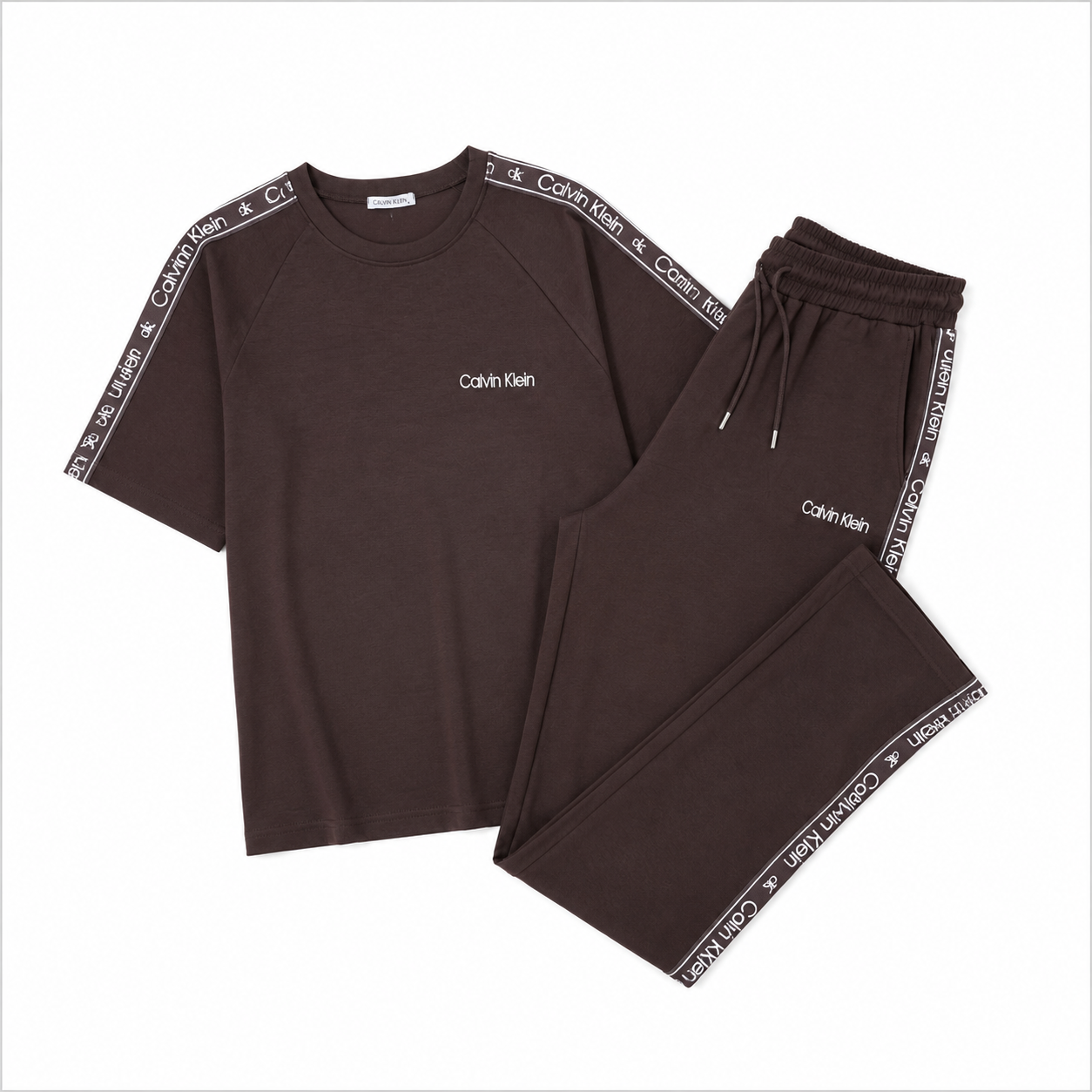 ست تیشرت و شلوار Calvin Klein رنگ قهوه‌ای
