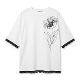 تیشرت زنانه وارداتی رنگ سفید طرح گل